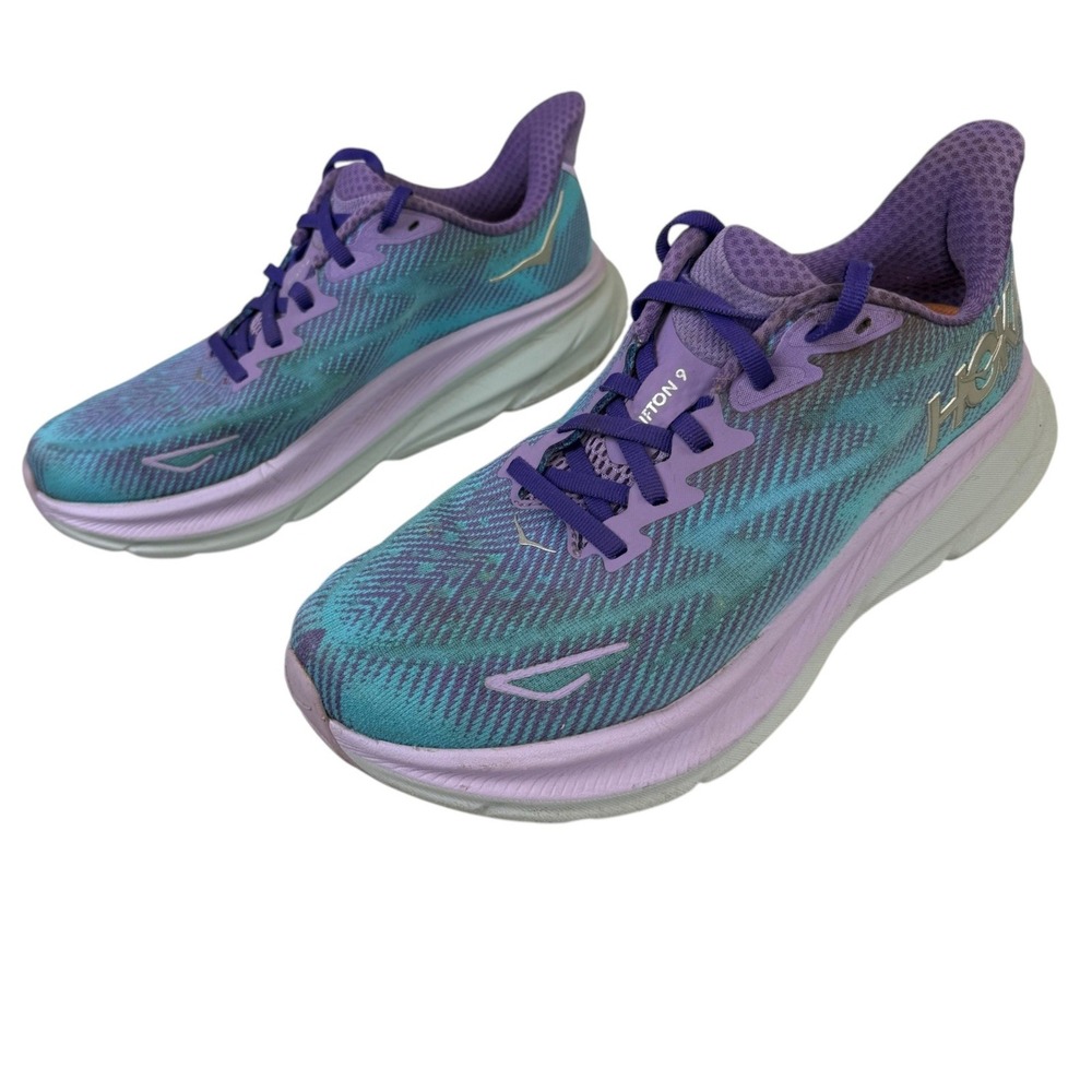 HOKA Clifton 9 Womens 7.5 B Chalk Violet Pastel Lilac Running Shoes 1127896